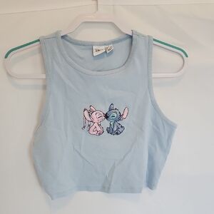 Disney Light Blue Crop Top with Stitch Characters
